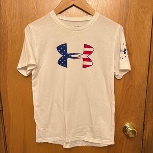 Youth Under Armour T-shirt Red White Blue July 4th Size YXL